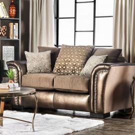 Benigno Brown Fabric SM6414-LV Loveseat by Furniture of America