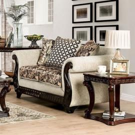 Caldiran Brown & Beige Fabric Lovesat SM6426-LV by Furniture of America