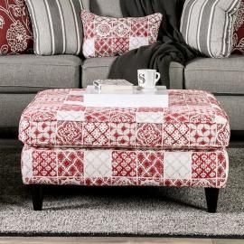 Ames Ivory & Orange Fabric Ottoman SM8250-OT by Furniture of America