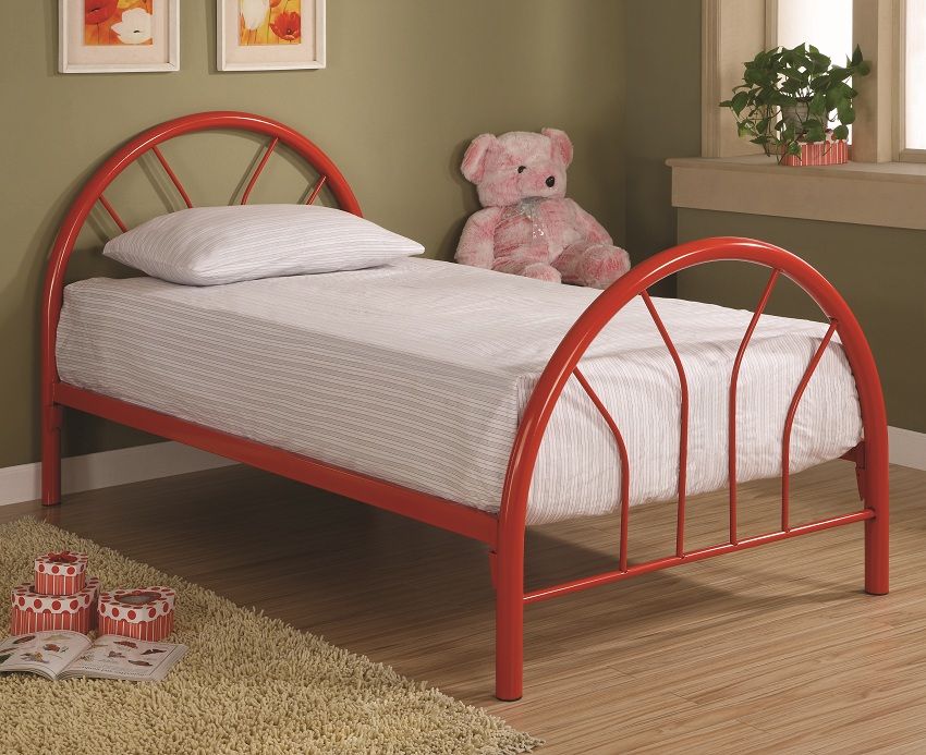 Furniture Twin Red Metal Frame, Metal Bed Frame For Twin Bed