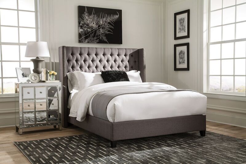 Eastern King Upholstered Bed Grey, E King Bed Frame
