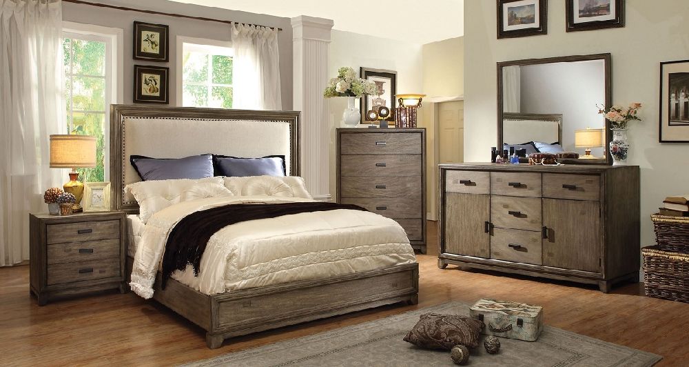 Fabric Headboard Platform Bedroom Set, Wood Fabric King Bed