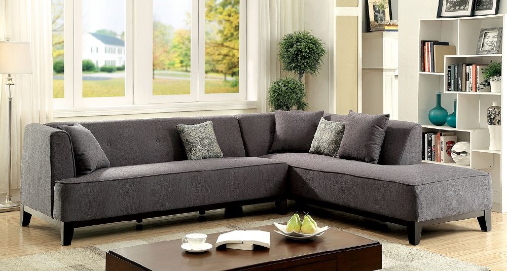 Sofia Collection Cm6861gy Furniture Of, Tight Back Sectional Sofa With Chaise
