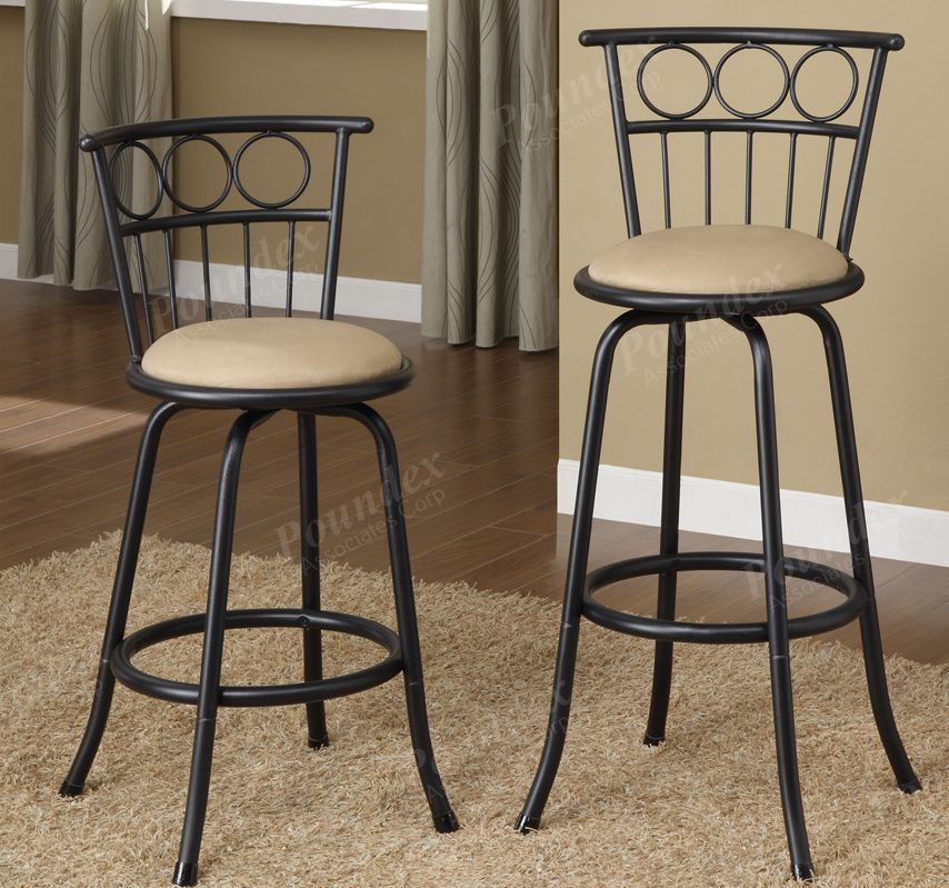 Poundex F1433 Swivel Bar Stool Set Of 2, Microsuede Counter Stools