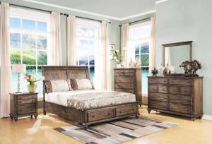 Fallbrook 00-446 Weathered Brown Storage Platform Bedroom Set