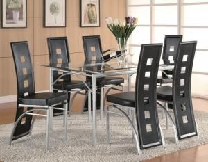 Los Feliz Collection 101682 Glass Top Modern Dining Table Set