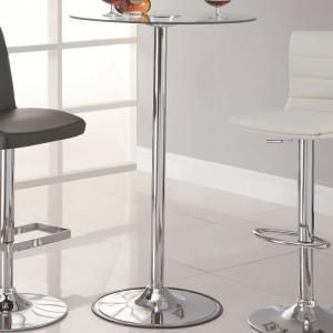 Coaster 122400 Chrome & Clear Tempered Glass w LED Lighting Bar Table Only