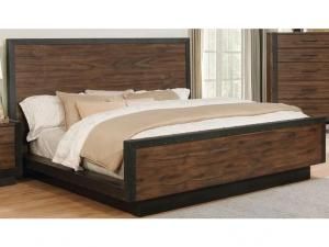 Scott Living Ellison 205241KE Rustic Modern Industrial Acacia King Bed Frame
