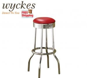 Retro Nostalgic Red Bar Stools 2299R 29" seat Height,  Set of 2