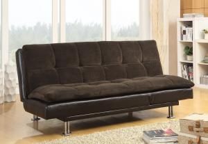 Delia Collection 300313 Padded Velvet Brown Pillow-Top Futon