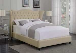 Coronado 300738F Full Demi-wing bed upholstered in beige woven fabric