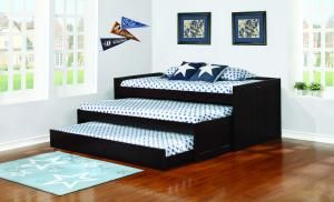 Jayden Collection 405034 Cappuccino Triple Twin Daybed