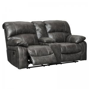 Dunwell Steel by Ashley 5160118 Power Reclining Loveseat w/ Adjustable Headrest