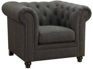 Roy Collection by Coaster 55036 Grey Linen Fabric Chair