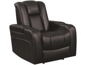 Delangelo by Coaster 602303P Black Padded Breathable Leatherette Power Headrest & Power Recliner
