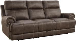 Brixton by Coaster 602441 Buckskin Brown Coated Microfiber Fabric Reclining Sofa