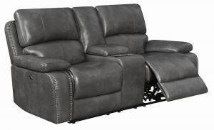 Ravenna by Coaster 603212P Charcoal Padded Breathable Leatherette Power Reclining Loveseat