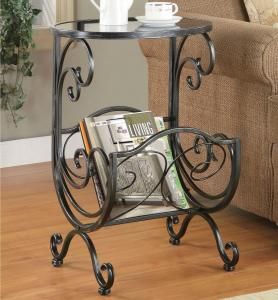 Gunmetal Magazine Table with Magazine Rack  700401