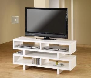 Tiffany Collection 700721 White Contemporary TV Stand