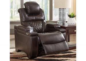 Warnerton-Chocolate by Ashley 75407-13 Power Recliner w/ Adjustable Headrests