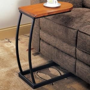 Snack Table 900279 Distressed Brown Top Black Base