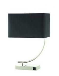 Satin Nickel 901538 Table Lamp with Power Outlet on Base