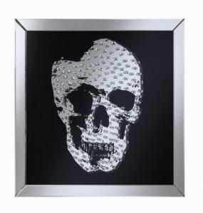 Skull Mirror 960092 Jewel Adorned Black Mirrored Frame
