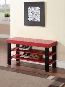 Acme 98164 Ramzi Red Wood Shoe Rack Bench