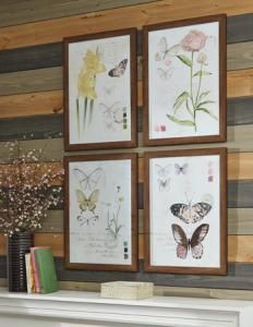 A8000255 Carlisia Ashley Butterfly 4 pc set Botanical framed art