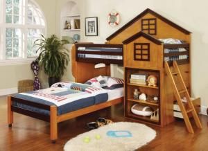 Citadel Collection BK131AW Oak and Walnut Twin/Twin Loft Bunk Bed