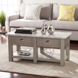 CK2760 Youngston By Southern Enterprises Faux Marble Rectangular Cocktail Table - Gray