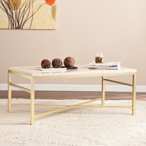 CK3940 Orinda By Southern Enterprises Faux Stone Cocktail Table - Travertine