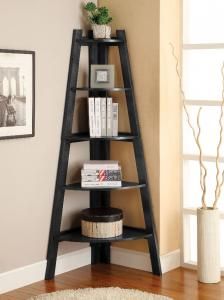 Lyss Collection CM-AC6214BK Black Corner Bookcase