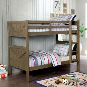 Kitchner Rustic Gray Finish Twin/Twin Bunk Bed Bed CM-BK914 by Furniture of America