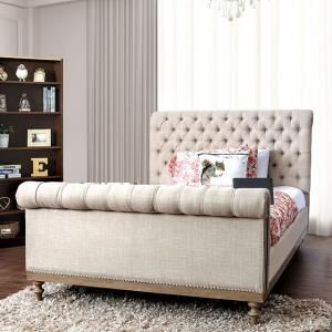 Nicolette Beige Fabric Queen Bed CM7536Q by Furniture of America