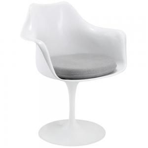 Lippa EEI-116-GRY Modern White Swivel Dining Arm Chair with Grey Seat