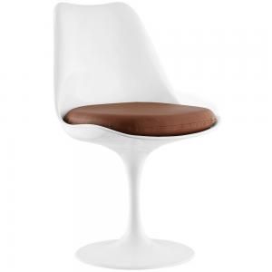Lippa EEI-1594-TAN White Swivel Side Chair with TAN Vinyl Seat