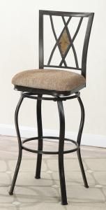 Poundex F1490 Swivel Bar Stool Set of 2 Metal / Faux Suede Fabric Cushion