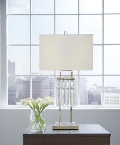 L428114 Megdalia By Ashley Metal Table Lamp in Clear/Brass Finish