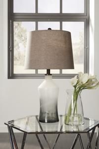 L430534 Nollie By Ashley Glass Table Lamp Set of 2 In Gray
