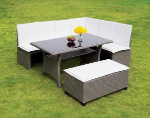 Wisheka OSOT2102 Gray Wicker Outdoor Patio Dining Set
