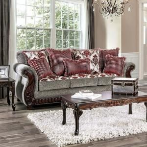 Whitland Light Gray & Red Fabric Sofa SM6219-SF by Furniture of America