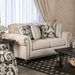 Calloway Ivory & Tan Fabric Loveseat SM8111-LV by Furniture of America