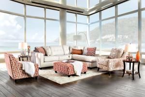 Esmay Ivory Chenille Fabric Sofa SM8115 by Furniture of America