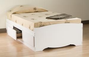 White Twin Platform Storage Bed (3-drawers) WBT4100