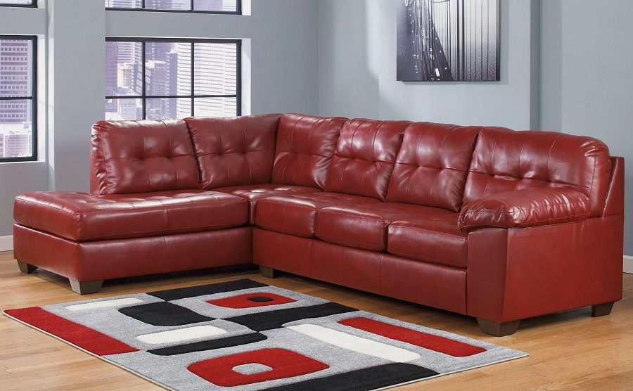 ashley furniture alliston 20100 salsa red sectional chaise sofa san