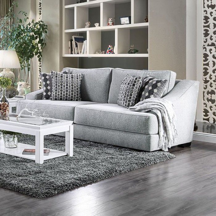 Lesath Textured Chenille Light Gray, Light Gray Sofa Set