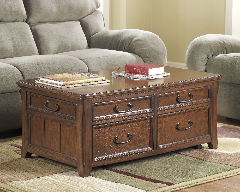 Woodboro Lift Top Storage Coffee Table T478 by Ashley Rustic