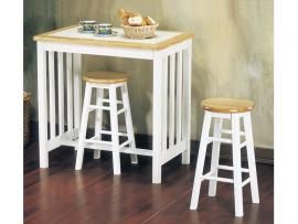Metro by Acme 02140NW Natural & White Finish Counter Height Table 3 PC Set