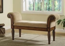 Camel/Brown Fabric 100224 Bench with Wooden Detail